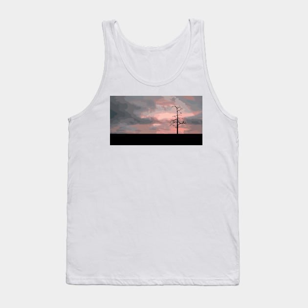 Crow Perched on a Tree Branch Silhouette Tank Top by charterdisco